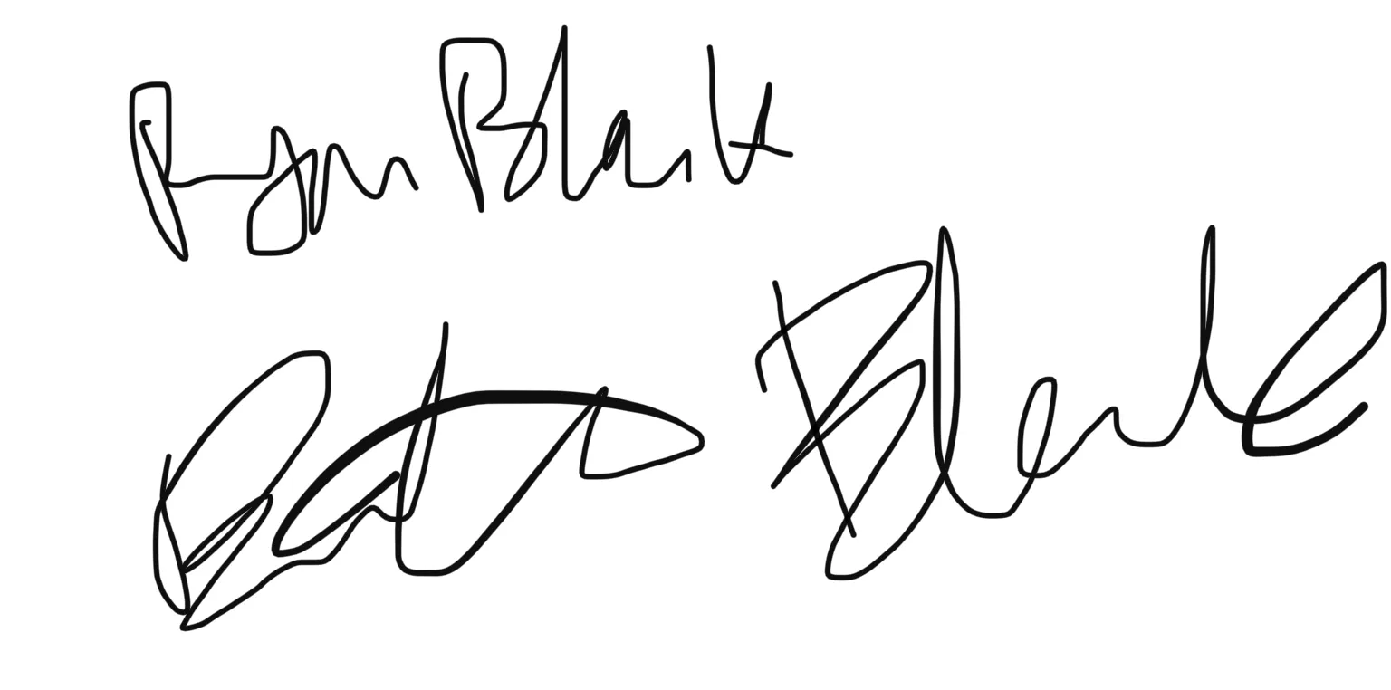 Signatures of Ryan Black and Bianka Black